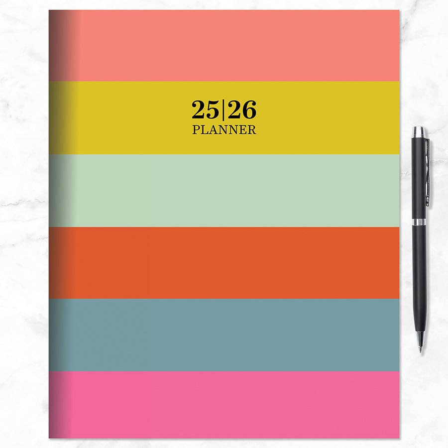 July 2025 - June 2026 Super Stripe Large Monthly Planner