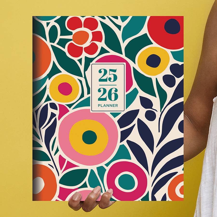 July 2025 - June 2026 Charming Flowers Large Monthly Planner