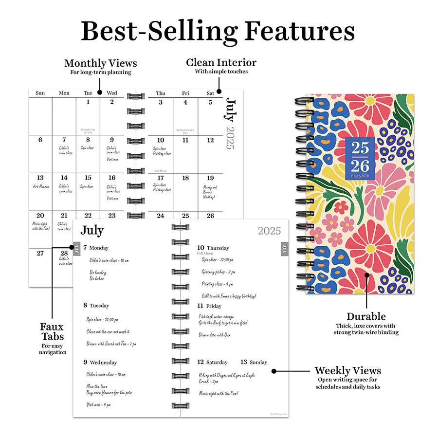 Floral Medley Weekly Monthly Planner 2025-2026