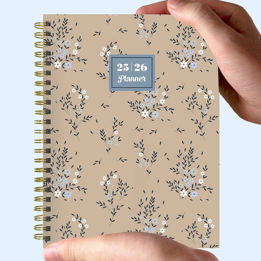 Rustic Floral Medium Weekly Monthly Planner 2025-2026
