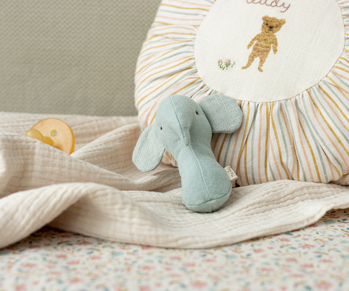 Lullaby friends, Elephant rattle- Light dusty blue
