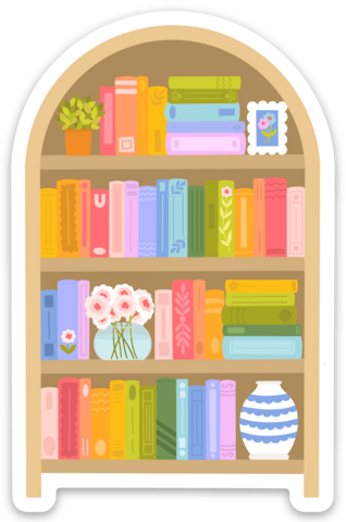 Rainbow Bookshelf Sticker 2.1x3.2in