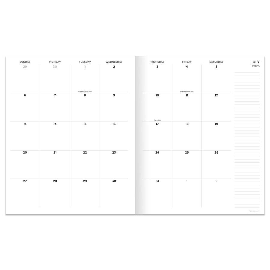 July 2025 - June 2026 Charming Flowers Large Monthly Planner