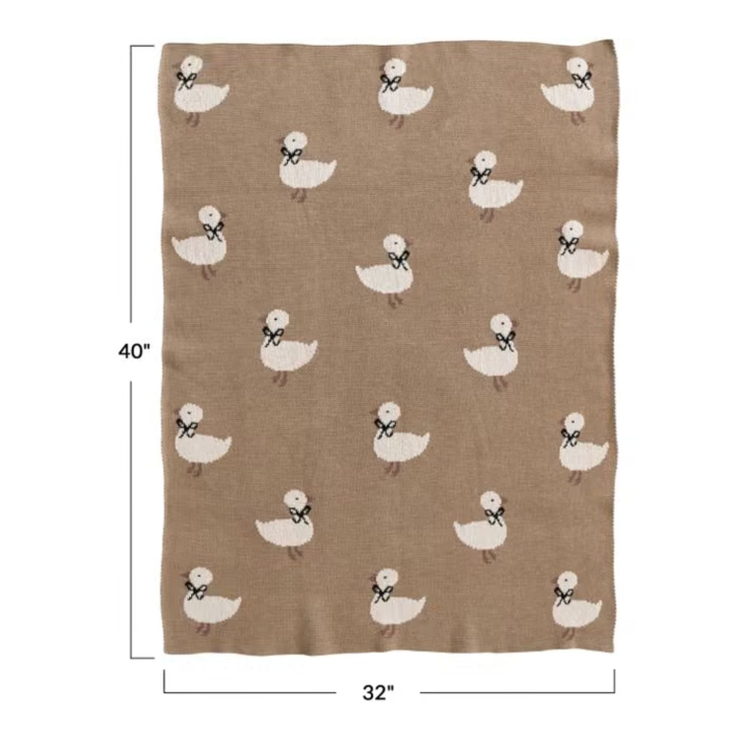 Creative Co-Op Cotton Knit Blanket with Ducklings