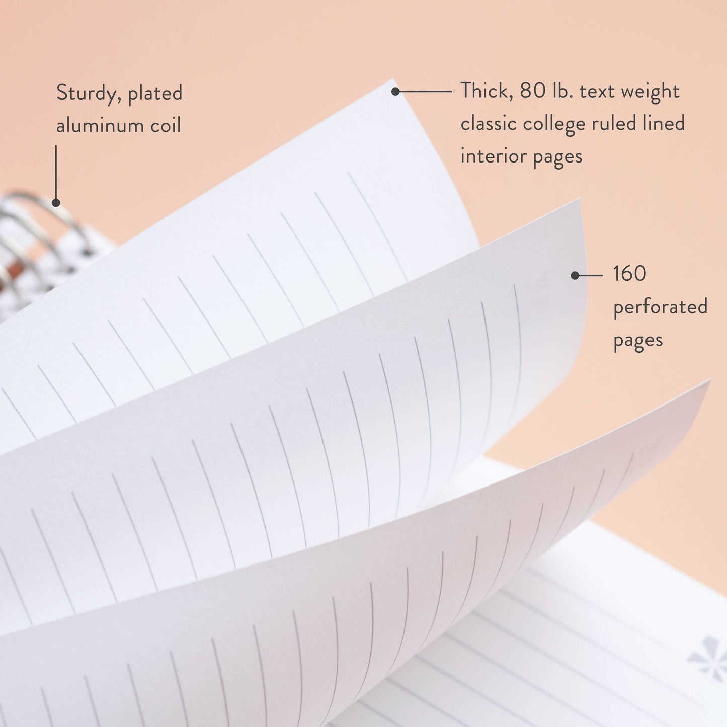 7x9 Hypnotic Coiled Notebook - lined, platinum coil