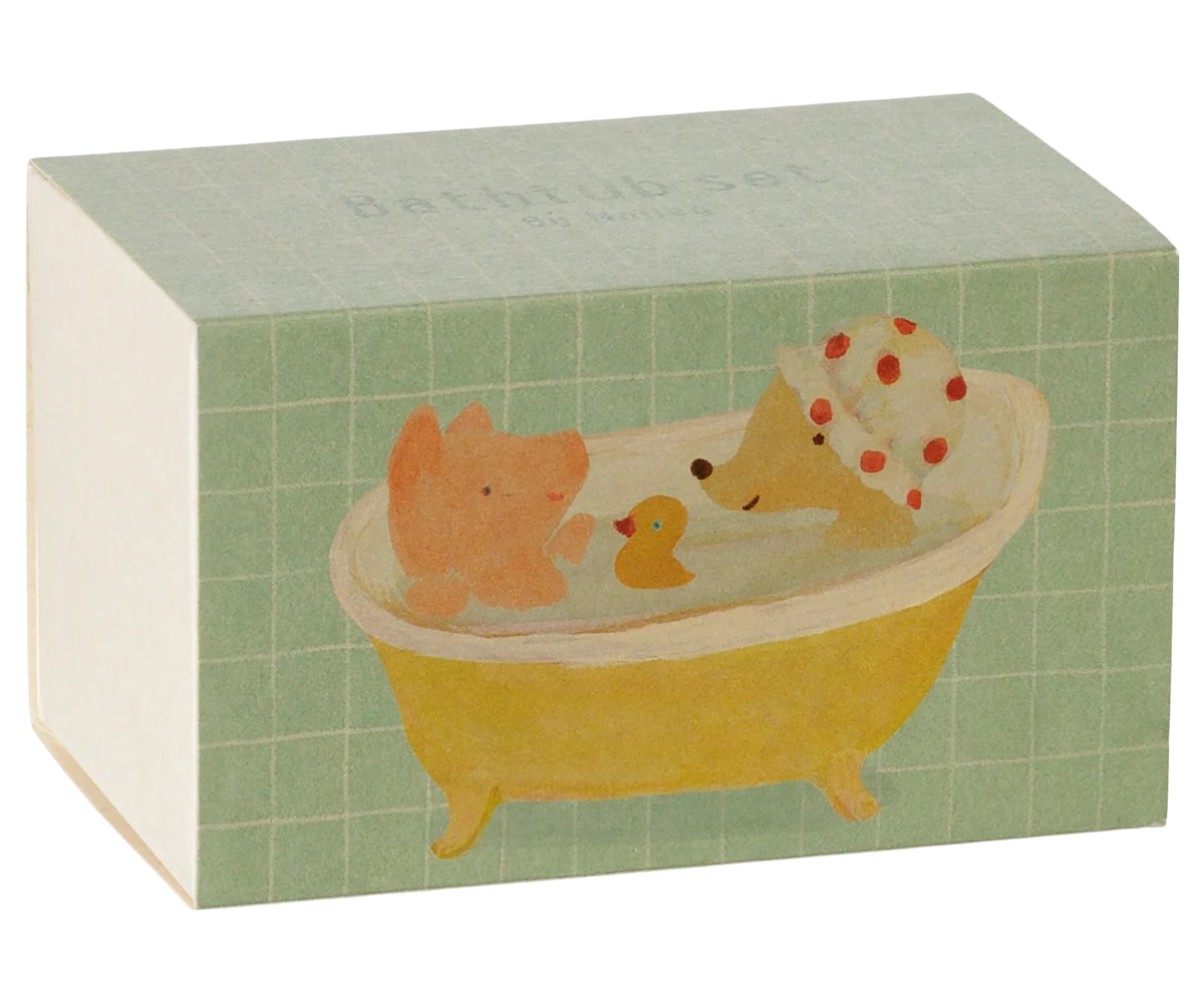 Maileg Bathtub Set, Mouse - Yellow