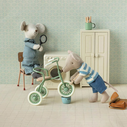 Maileg Mouse Tricycle in Green — Miniature Dollhouse Accessory