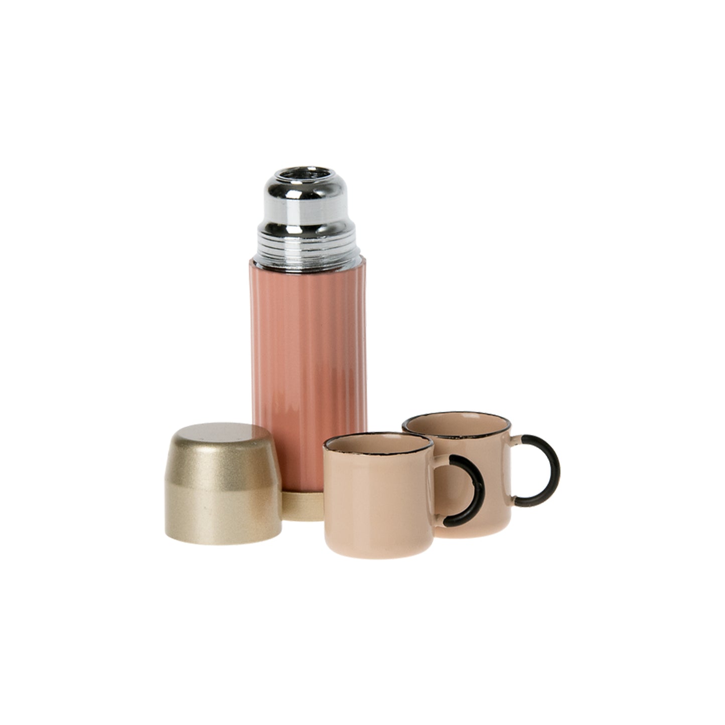 Maileg Thermos & Cups Mouse in Soft Coral — Miniature Accessory