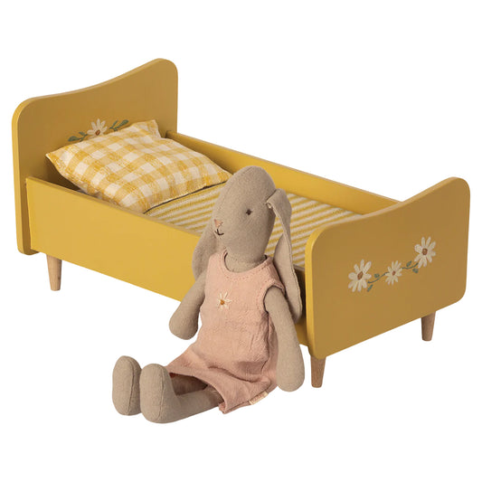 Maileg Wooden Bed Miniature in Yellow — Dollhouse Furniture