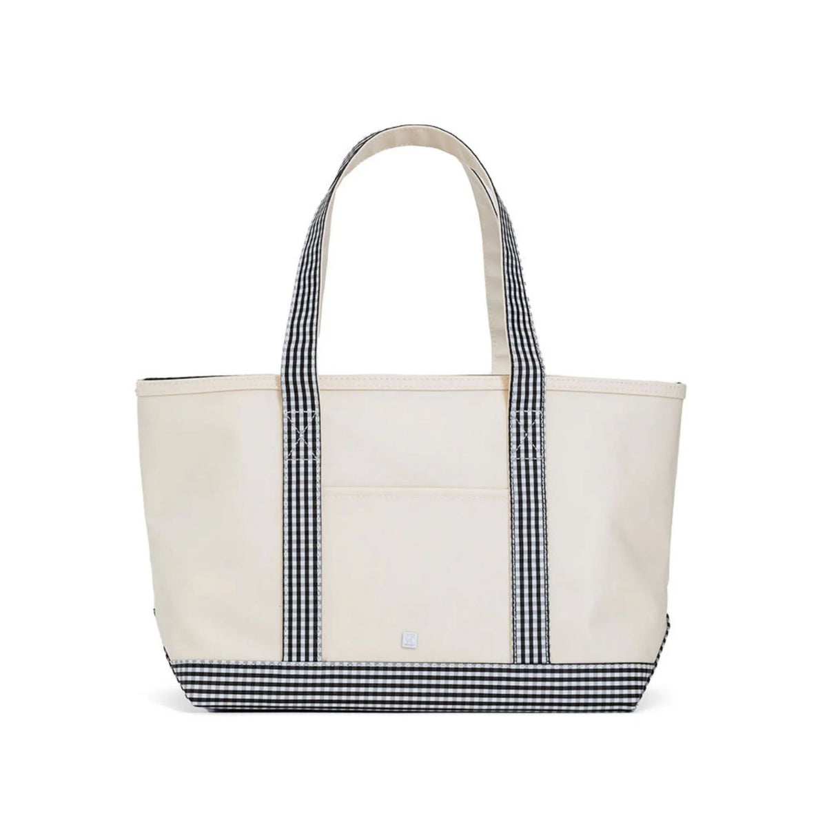 TRVL Medium Tote | Coated Canvas Natural with Gingham Black Trim