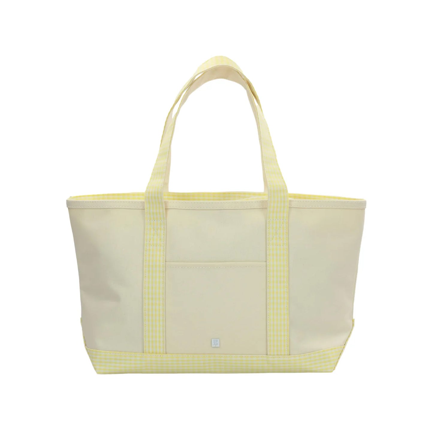 TRVL Medium Tote | Coated Canvas Natural with Gingham Buttercup Trim