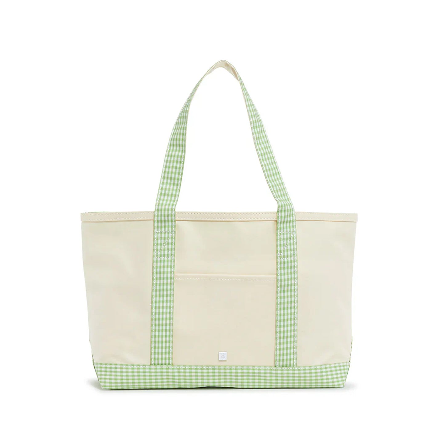 TRVL Medium Tote | Coated Canvas Natural with Gingham Leaf Trim