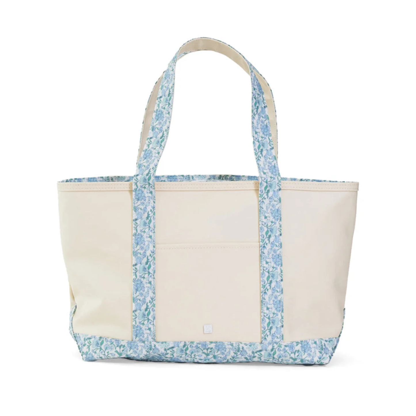 TRVL Medium Tote | Coated Canvas Natural with Hamptons Floral Trim