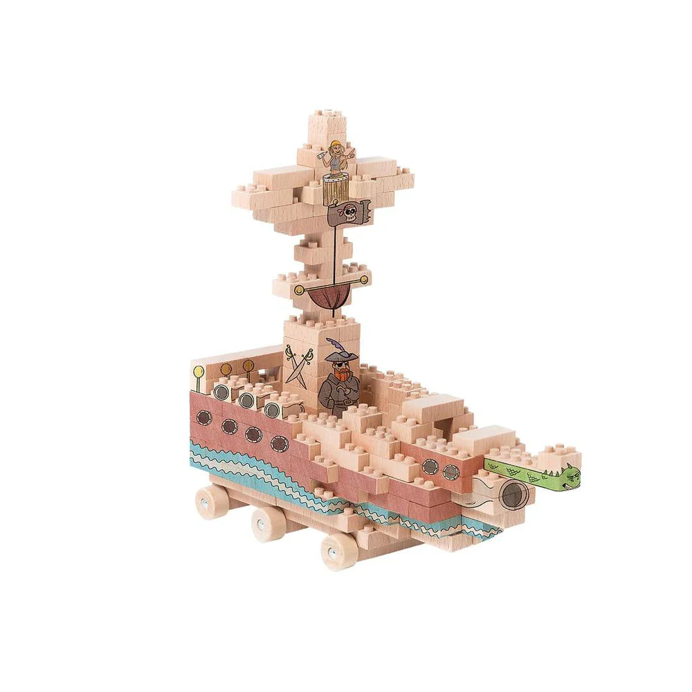 Eco-bricks Wooden Bricks 145 Piece Set - Natural, Sustainable & Creative Play