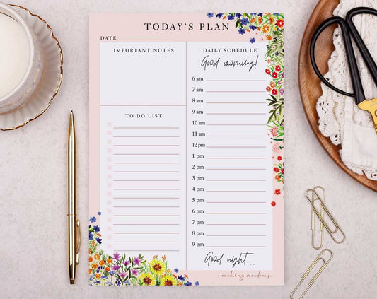 Desk Pad | Stationery | Garden Flowers Daily Planner Pad
