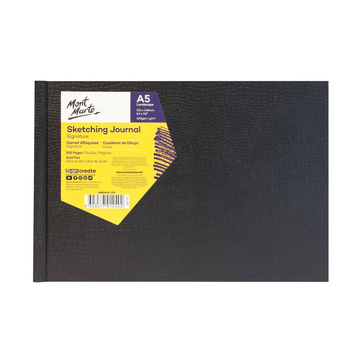 Mont Marte Usa, Inc. - Sketching Journal Croc Finish Signature 150gsm A5 Landscape