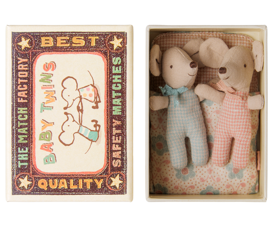 Maileg Baby Mouse Twins in Matchbox- checker
