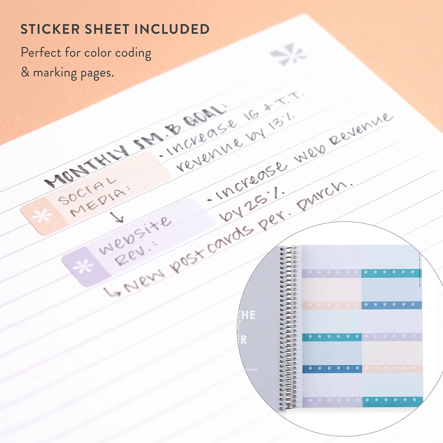 7x9 Hypnotic Coiled Notebook - lined, platinum coil