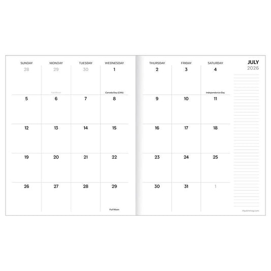 July 2026 - June 2027 Fully Floral Medium Monthly Planner