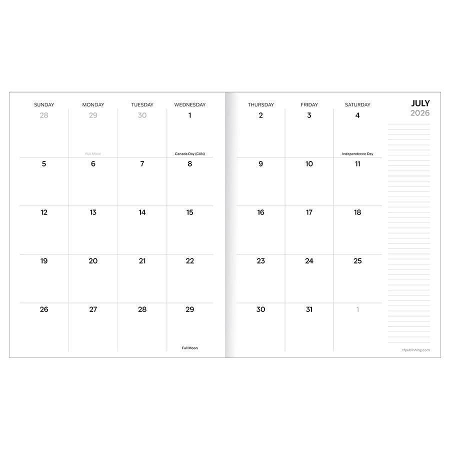 July 2026 - June 2027 Trailing Blooms Medium Monthly Planner