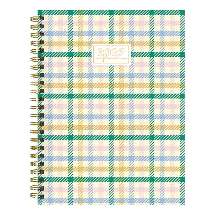 2027 Pastel Plaid Medium Weekly Monthly Planner