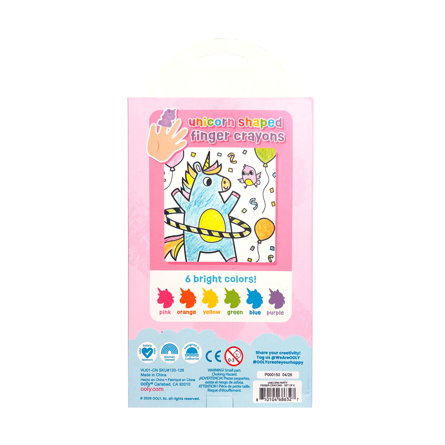 Unicorn Party Finger Crayons - Set of 6