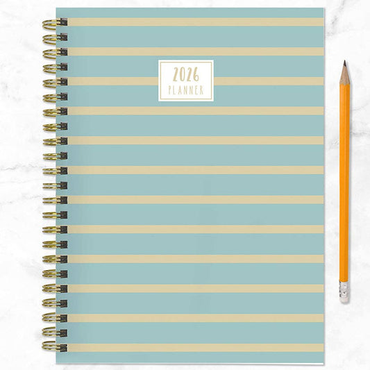 2026 Blue and Gold Lines Medium Weekly Monthly Planner