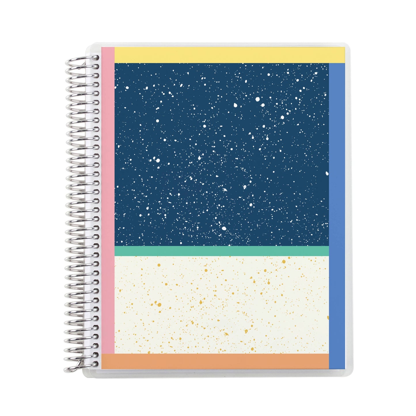 7x9 Color Block Coiled Notebook - lined, platinum coil