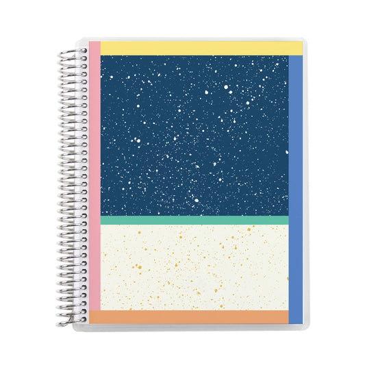 7x9 Color Block Coiled Notebook - lined, platinum coil