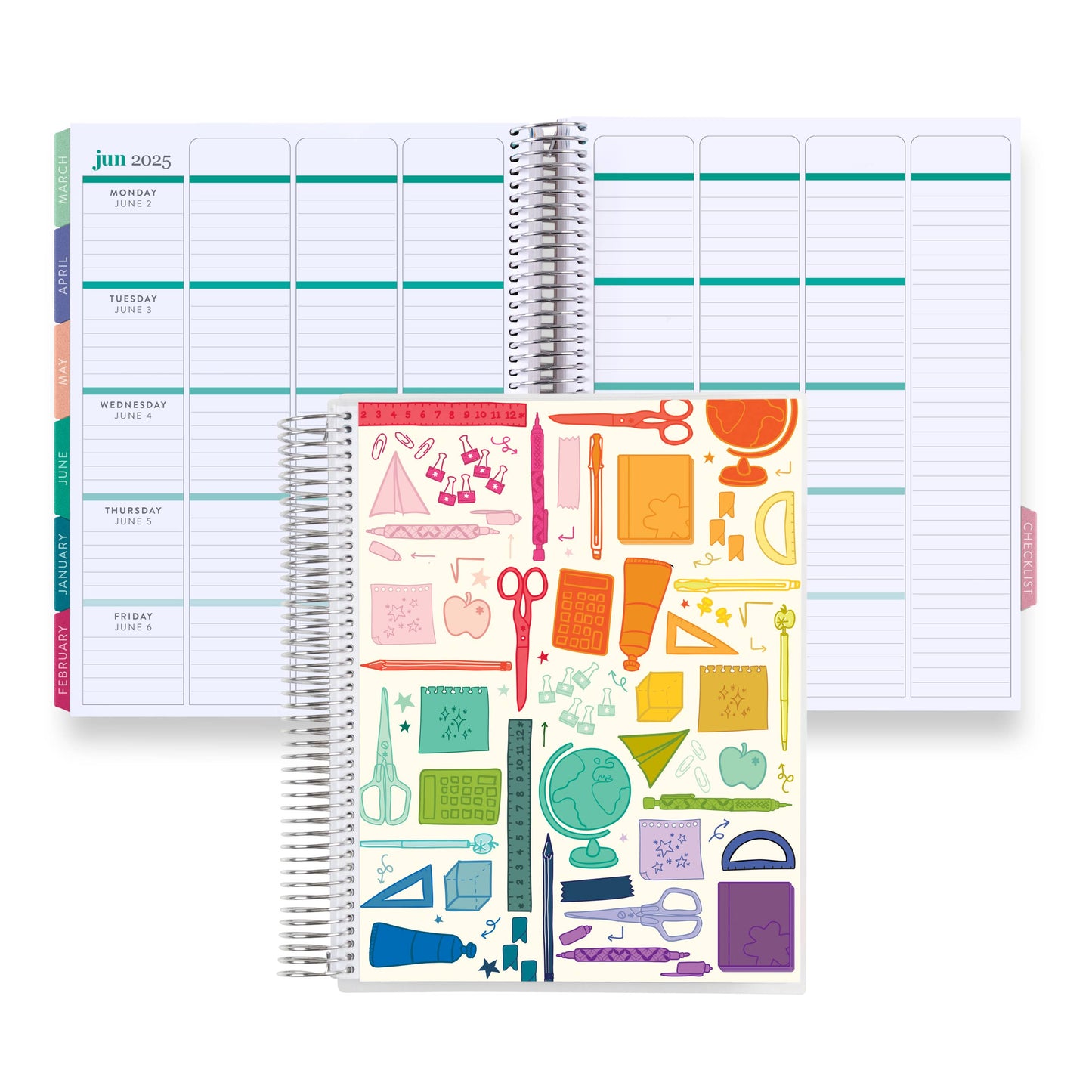 Coiled Teacher Lesson Planner  - School Supplies design