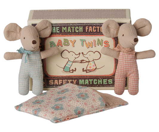 Maileg Baby Mouse Twins in Matchbox- checker