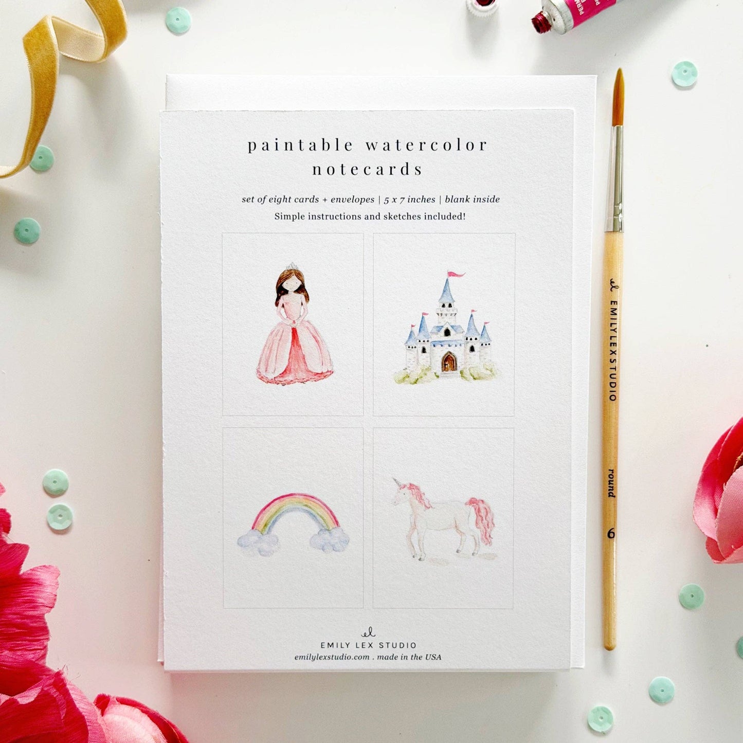 Emily Lex Studio Fairytale Paintable Watercolor Notecard Set