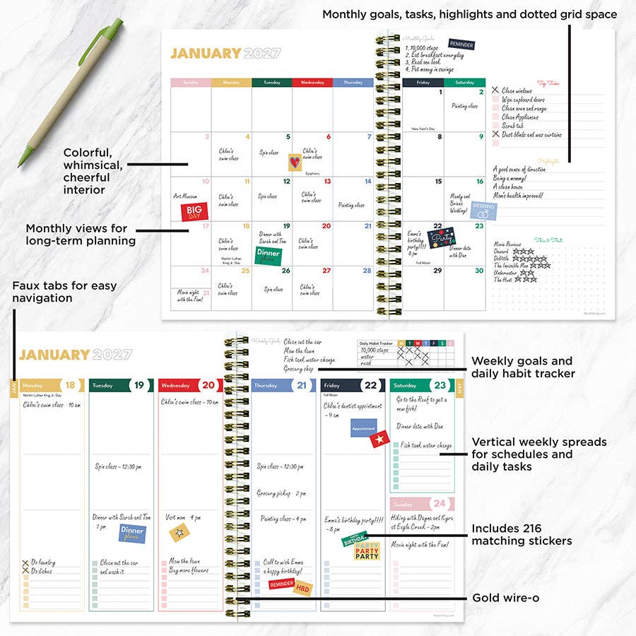 2027 Seagulls Medium Weekly Monthly Planner