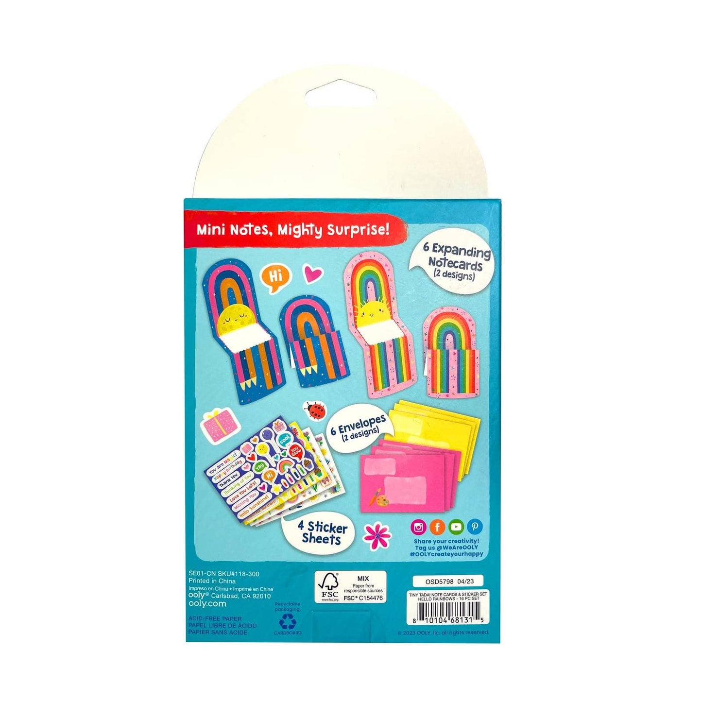 Tiny Tadas!: notecard & Sticker Kit - Hello Rainbows (Set of