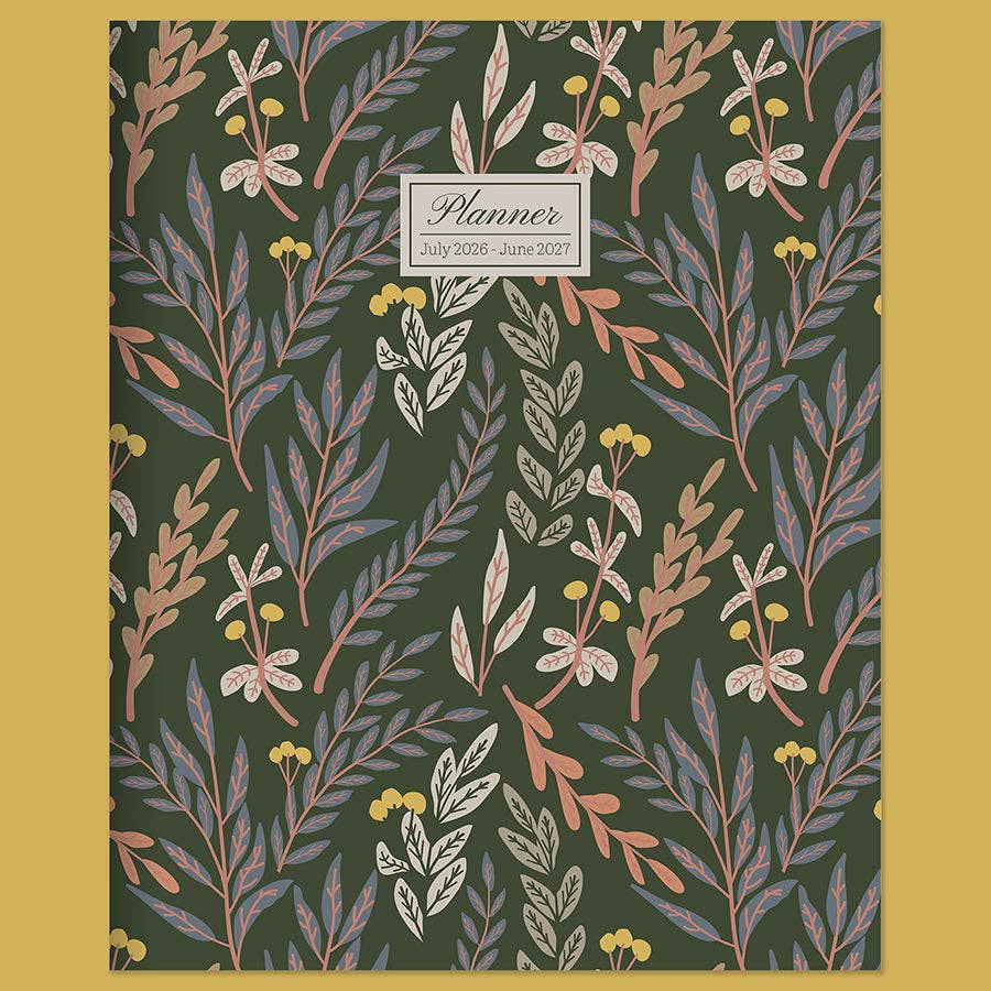 July 2026 - June 2027 Trailing Blooms Medium Monthly Planner