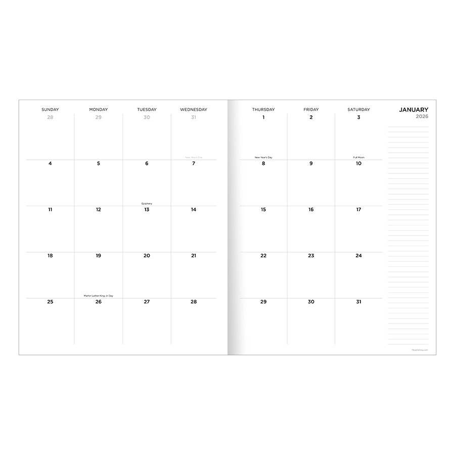 2026 Color Swatch Large Monthly Planner