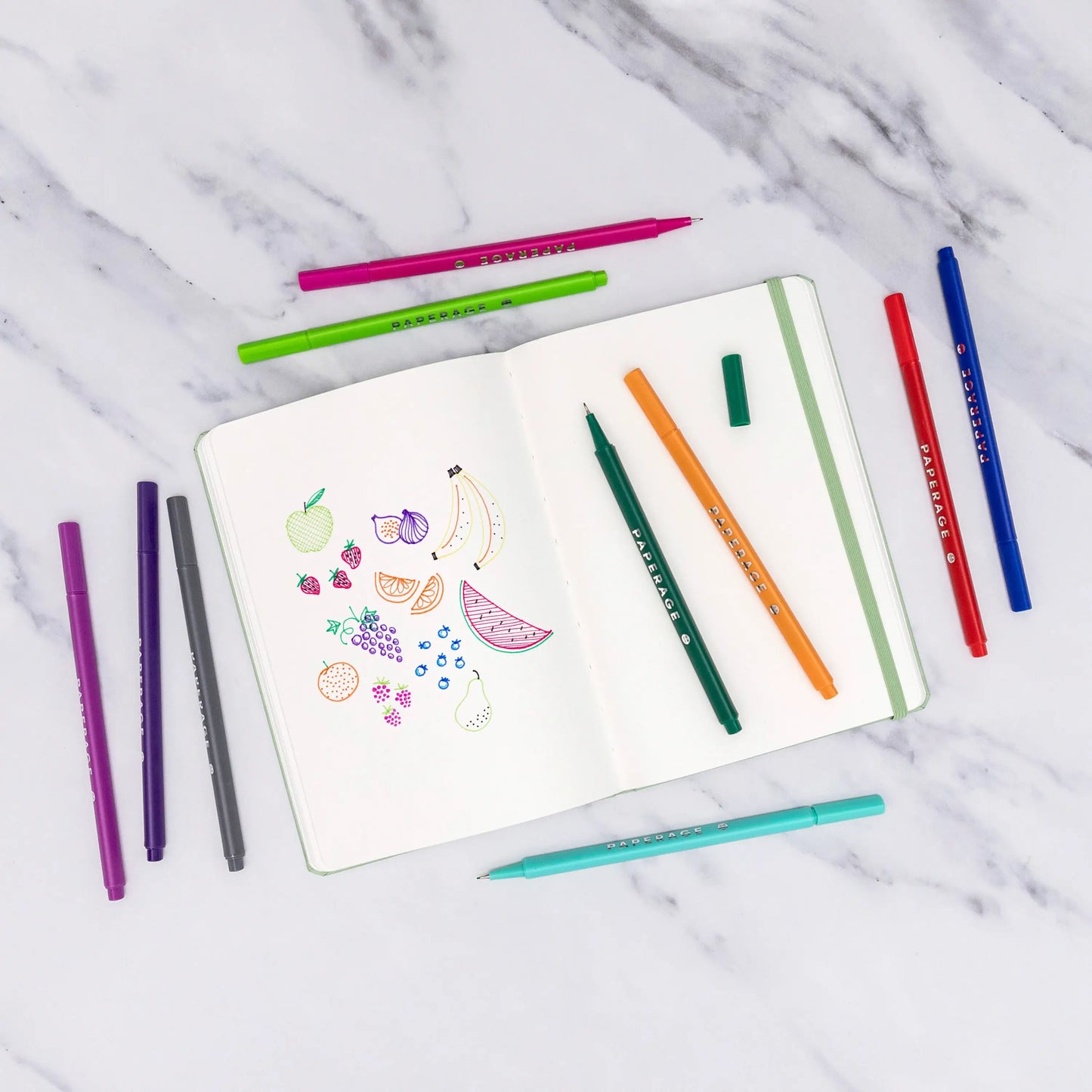 12 Pack Felt Tip Fine Line Pastel Marker Pens With Case