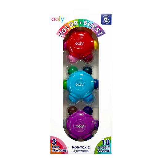Color Burst Easy Grip Crayons  (Set of 3 / 18 Classic Colors