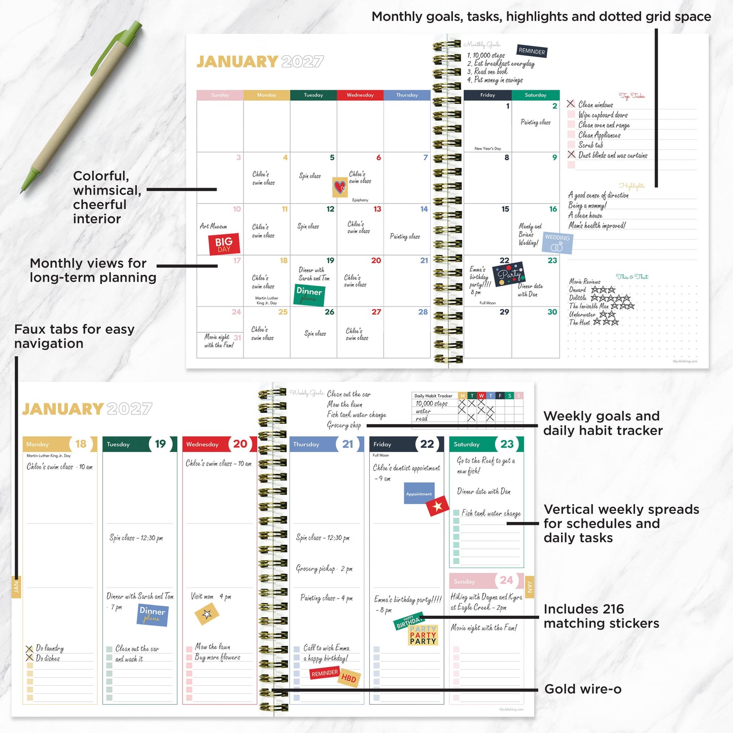 July 2026 - June 2027 Lovely Lemon Weekly Monthly Planner