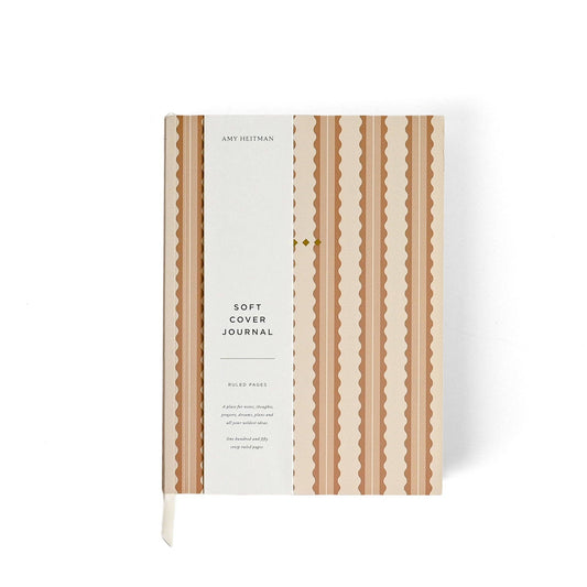 Tan Scalloped Stripe Soft Cover Journal