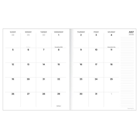 July 2026 - June 2027 Blocked Colors Large Monthly Planner