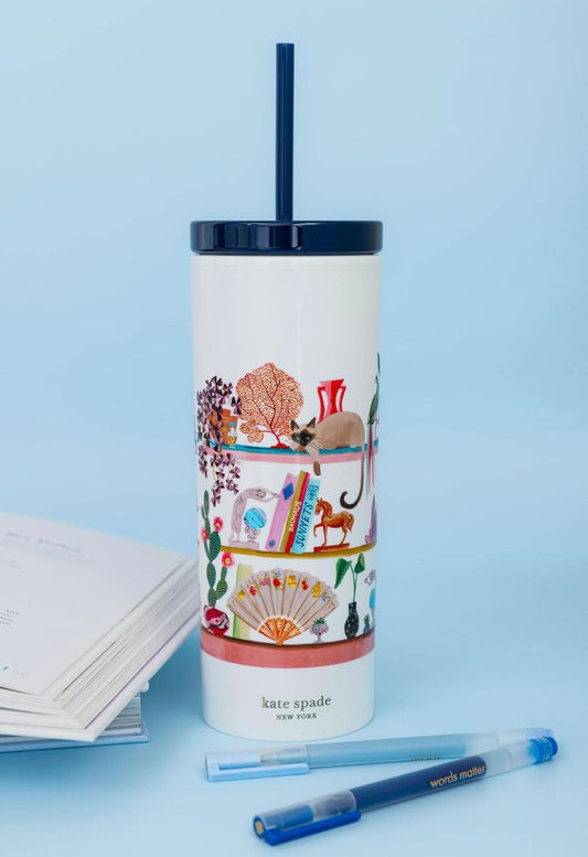 Bookshelf- Acrylic Tumbler with Straw