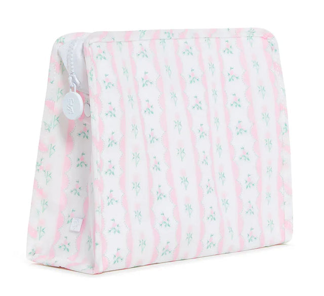 Roadie Large Zip Pouch - Ribbon Floral Pink