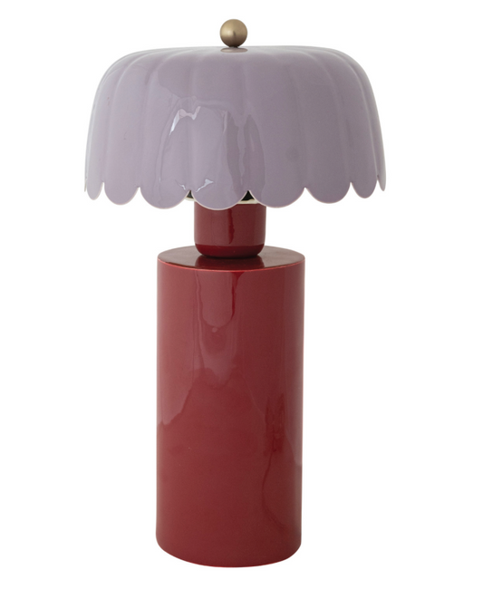 Creative Co-Op Enameled Metal Scalloped Striped Pendant Lamp