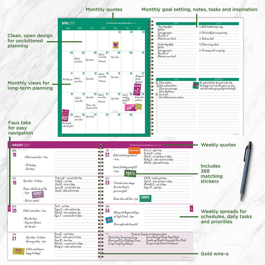 Statement Stripe Large Weekly Monthly Planner 2026-2027