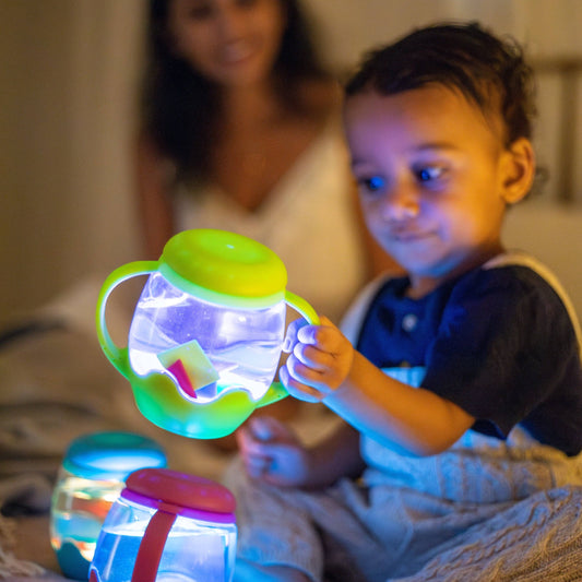 Glo Pals Mini Sensory Jar and Silicone Fun Filler Bundle - Green
