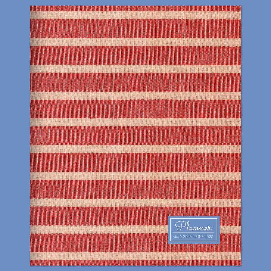 July 2026 - June 2027 Red Stripe Medium Monthly Planner