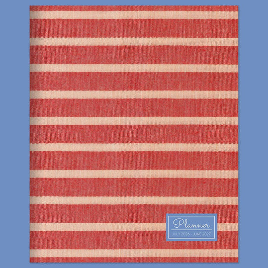 July 2026 - June 2027 Red Stripe Medium Monthly Planner