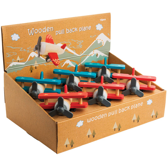Wooden Pull Back Glider Plane 12 Unit Display
