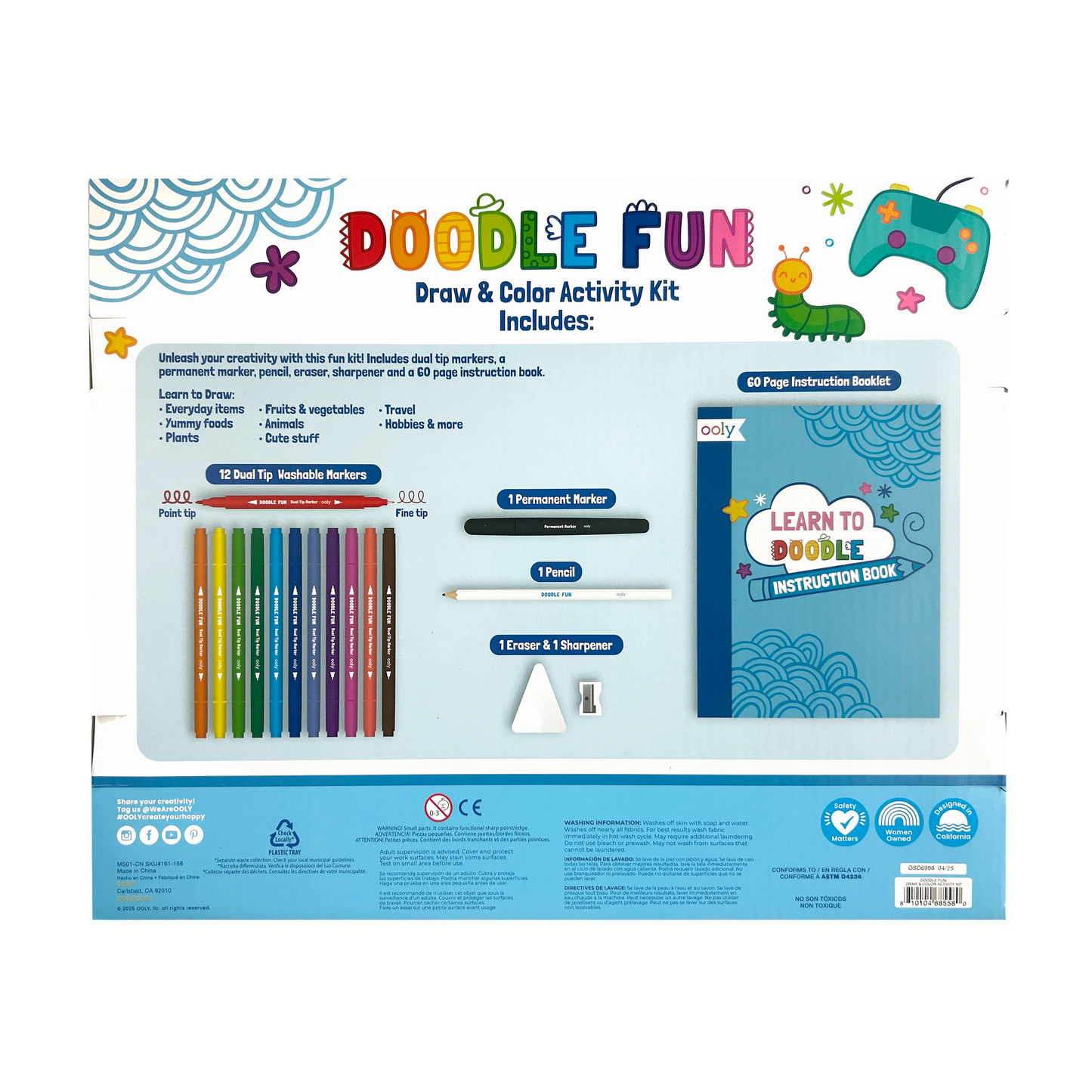 Doodle Fun: Draw & Color Activity Kit (17 PC Set)
